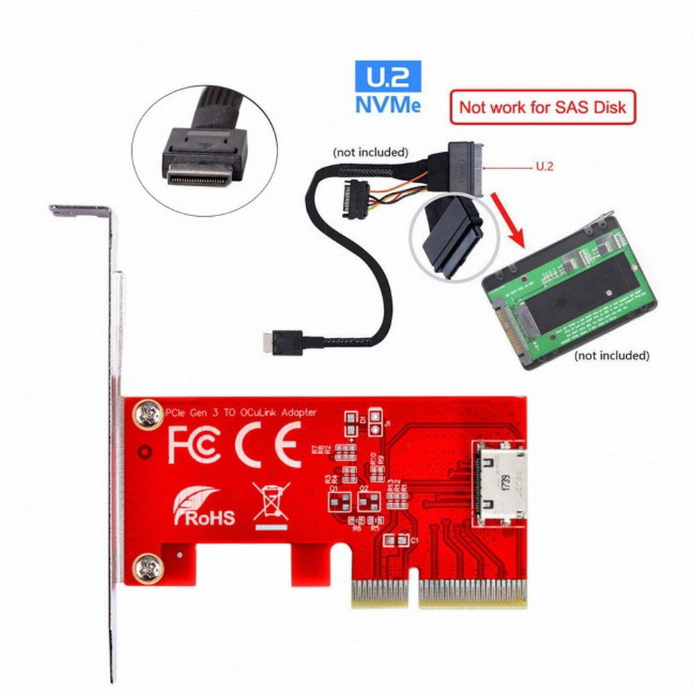 Chenyang PCI-E 3.0 Express 4.0 x4 to Oculink Internal SFF-8612 SFF-8611 Host Adapter for PCIe SSD with Bracket SF-022