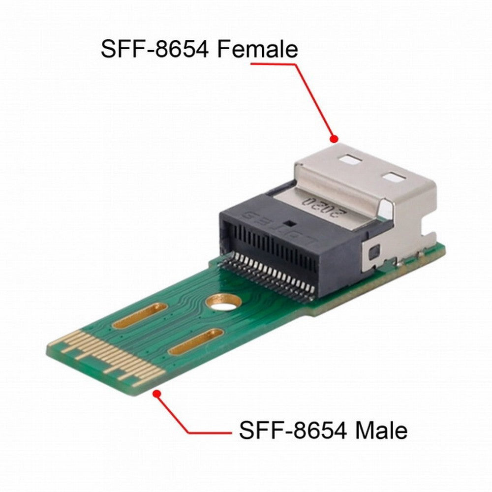 Chenyang PCI-E Slimline SAS 4.0 SFF-8654 4i 38pin to SFF-8654 38pin Male to Female Extender Adapter Test Tools SF-003