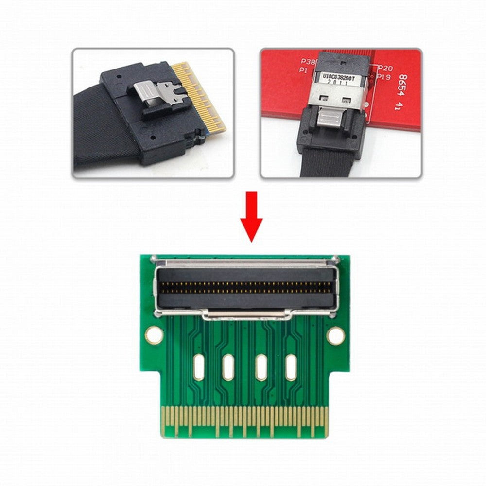 Chenyang PCI-E Slimline SAS 4.0 SFF-8654 8i 74pin to SFF-8654 74pin Male to Female Extender Adapter Angled Test Tools SF-007