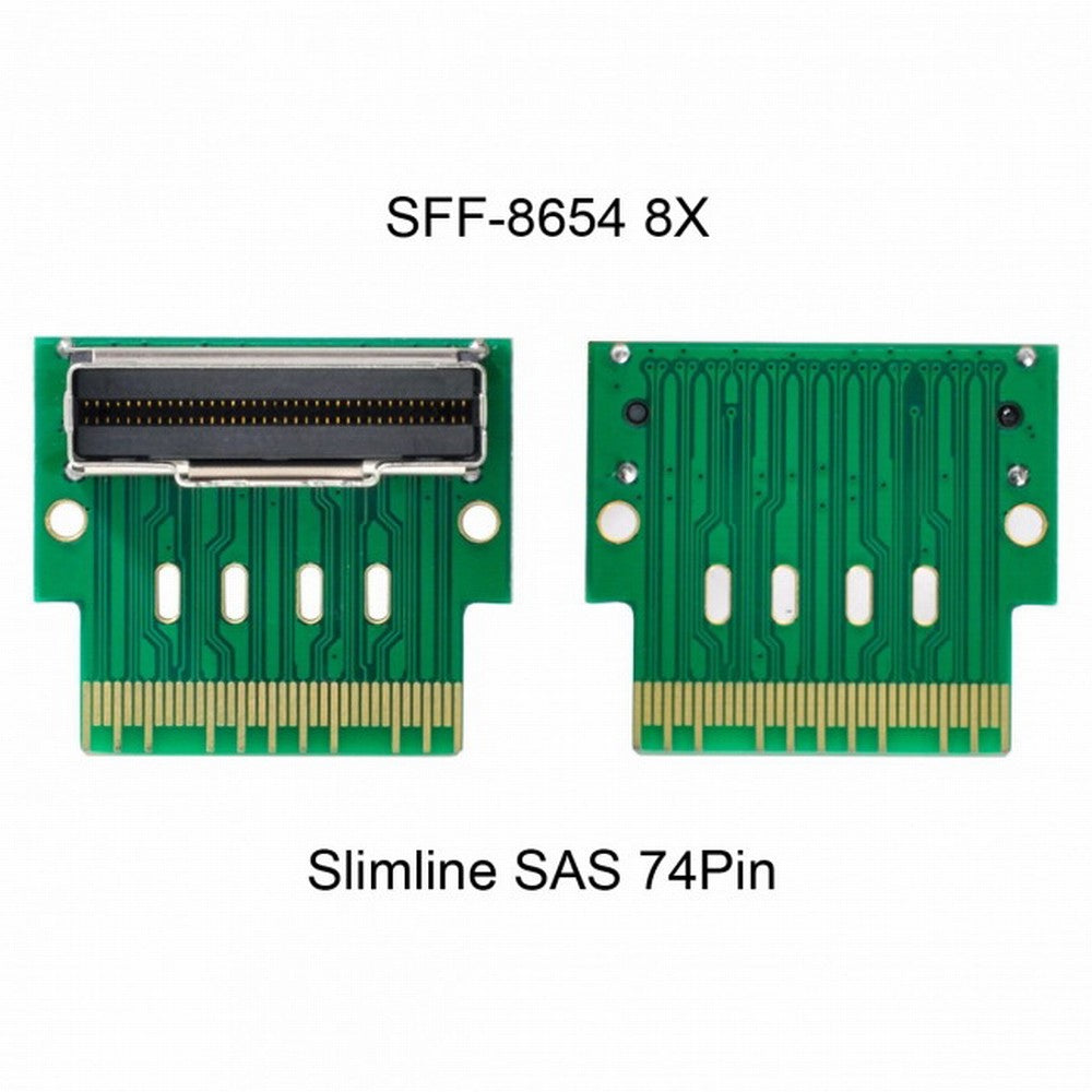 Chenyang PCI-E Slimline SAS 4.0 SFF-8654 8i 74pin to SFF-8654 74pin Male to Female Extender Adapter Angled Test Tools SF-007