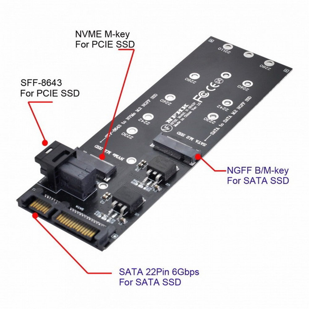 Chenyang SFF-8643 to U2 Kit NGFF M-Key to HD Mini SAS NVME PCIe SSD SATA Adapter for Motherboard SF-033