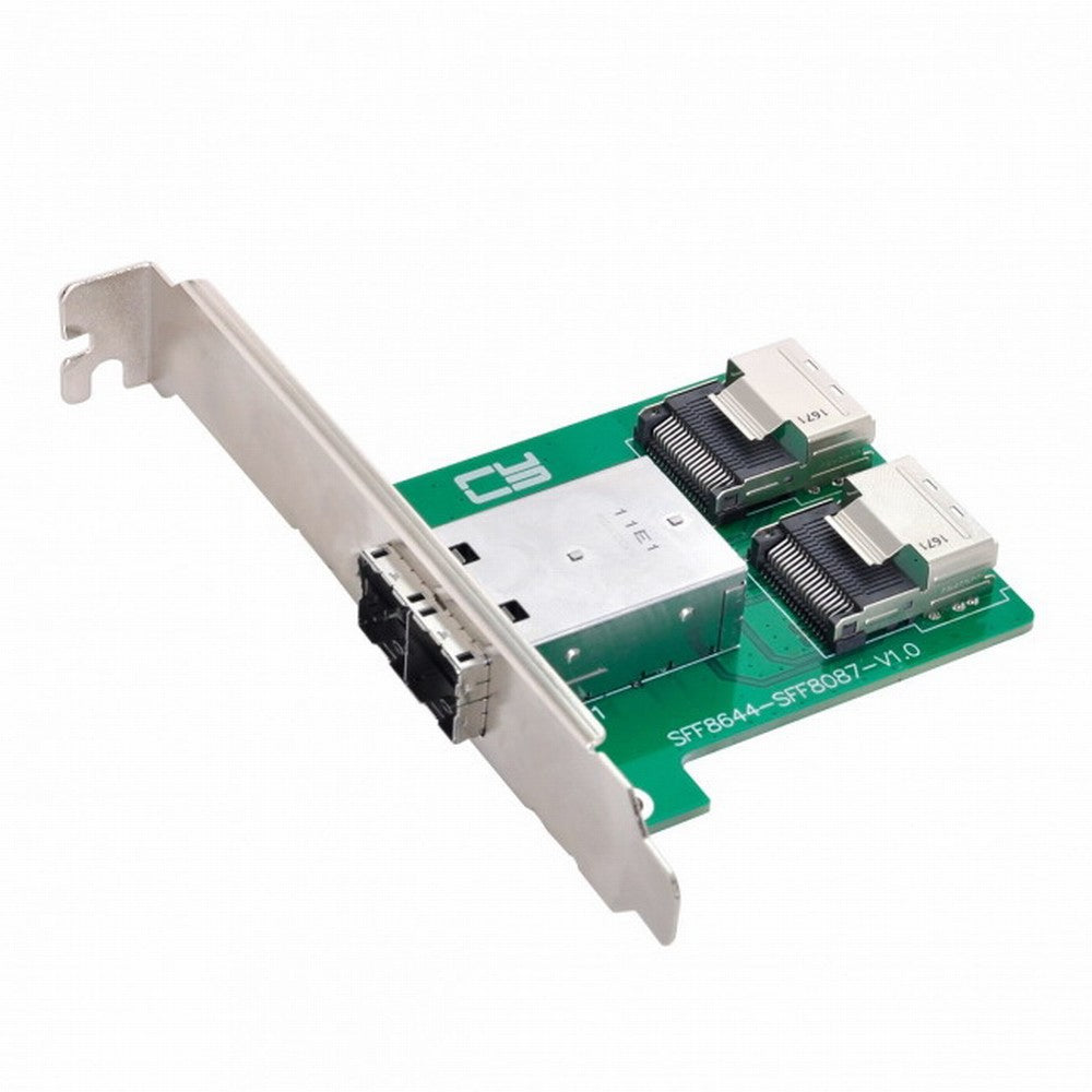 Chenyang Dual Ports Mini SAS HD SFF-8644 To Internal Mini SAS SFF-8087 PCBA Female Adapter With Low Profile Bracket SF-019