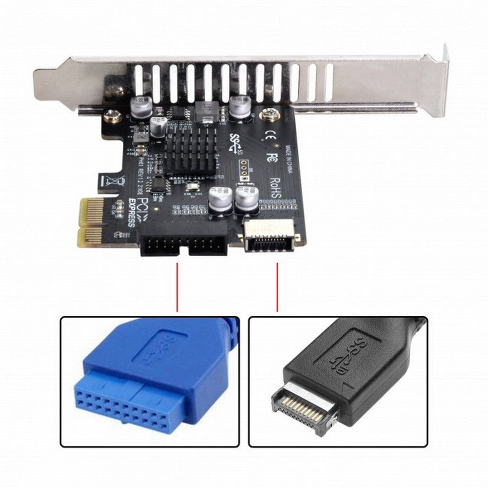 Chenyang 5Gbps Type-E USB 3.1 Front Panel Socket & USB 3.0 20Pin to PCI-E 1X Express Card VL805 Adapter for Motherboard UC-039