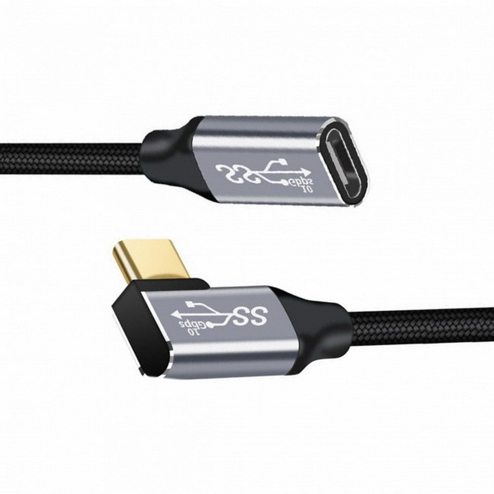 Chenyang Left Right Angled USB-C USB 3.1 Type C Male to Female Extension Data Cable 10Gbps 100W with Sleeve for Laptop CC-UC-058-RI