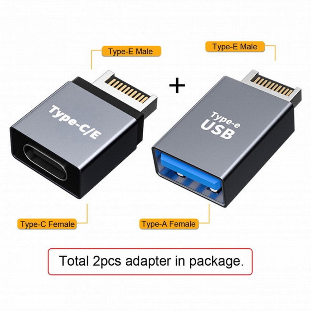 Chenyang 2pcs USB 3.1 Front Panel Header Male Type-E to Type-A Type-C USB-C Motherboard Extension Data Adapter UC-010-AF+UC-010-CF