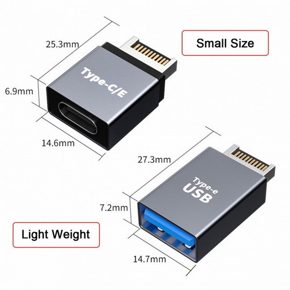 Chenyang 2pcs USB 3.1 Front Panel Header Male Type-E to Type-A Type-C USB-C Motherboard Extension Data Adapter UC-010-AF+UC-010-CF