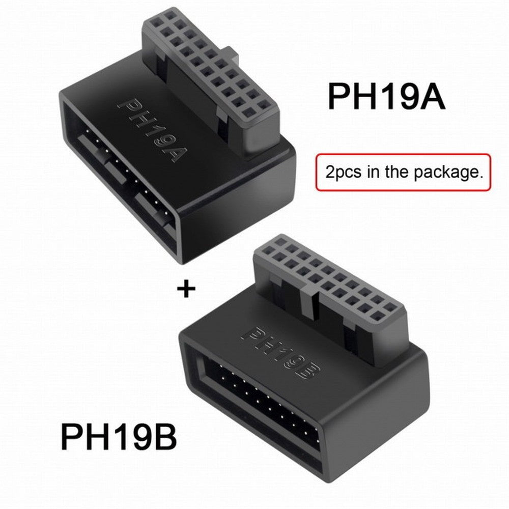 Chenyang 1Set USB 3.0 20pin Male to Female Extension Adapter Up Down Angled 90 Degree Overmold U3-091