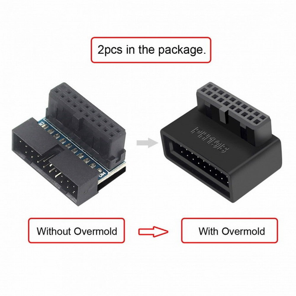 Chenyang 1Set USB 3.0 20pin Male to Female Extension Adapter Up Down Angled 90 Degree Overmold U3-091