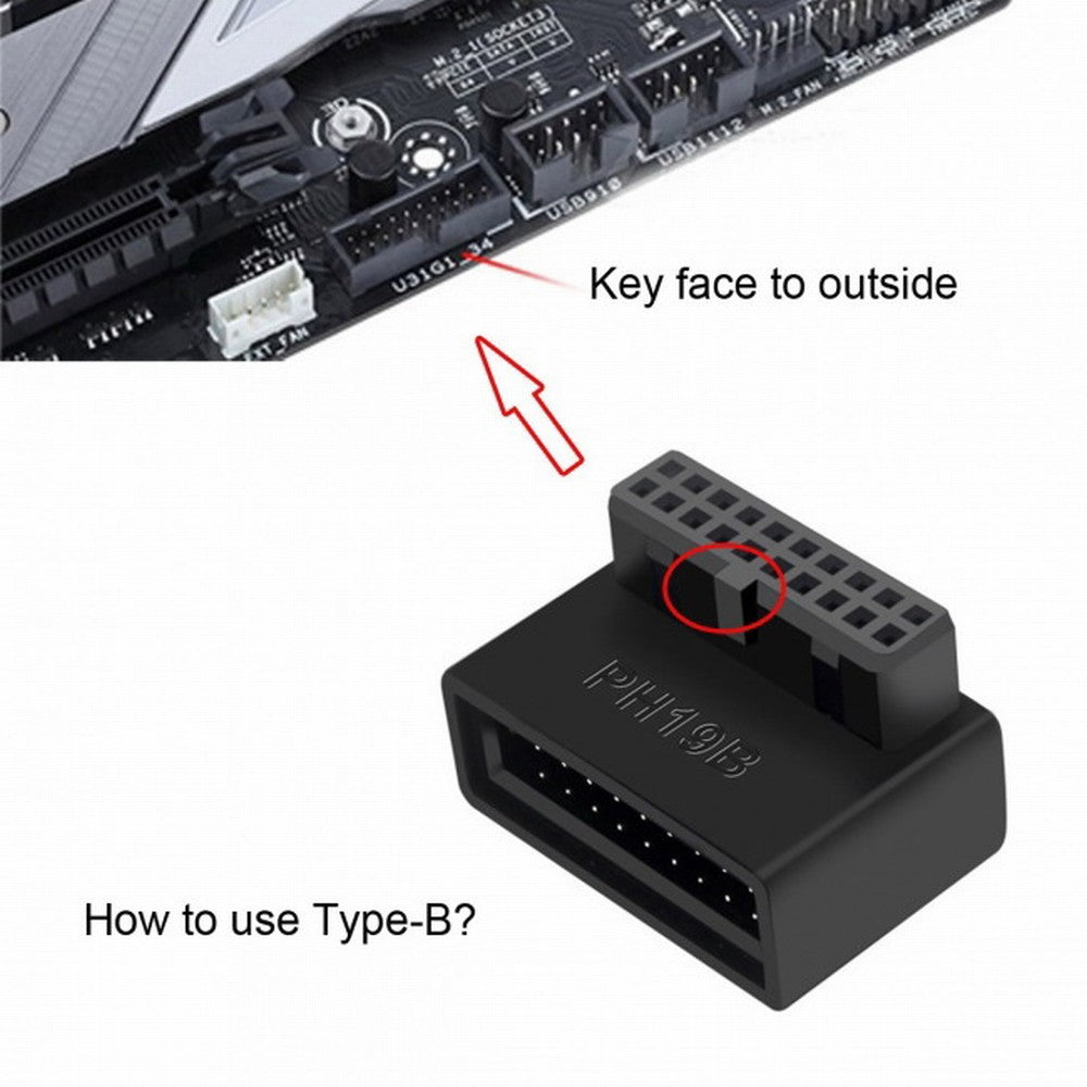 Chenyang 1Set USB 3.0 20pin Male to Female Extension Adapter Up Down Angled 90 Degree Overmold U3-091