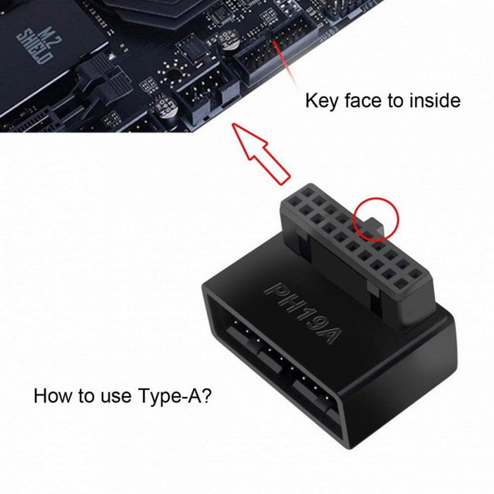 Chenyang 1Set USB 3.0 20pin Male to Female Extension Adapter Up Down Angled 90 Degree Overmold U3-091