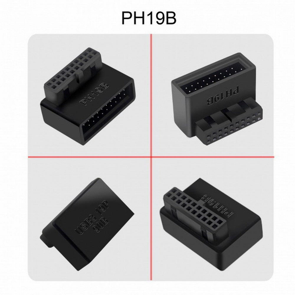 Chenyang 1Set USB 3.0 20pin Male to Female Extension Adapter Up Down Angled 90 Degree Overmold U3-091