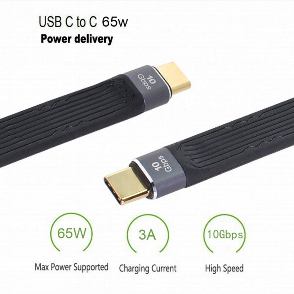 Chenyang Type-C USB-C Male to Male USB 3.1 10Gbps Flat Slim FPC Data Cable 13cm for Laptop Phone UC-016-0.13M