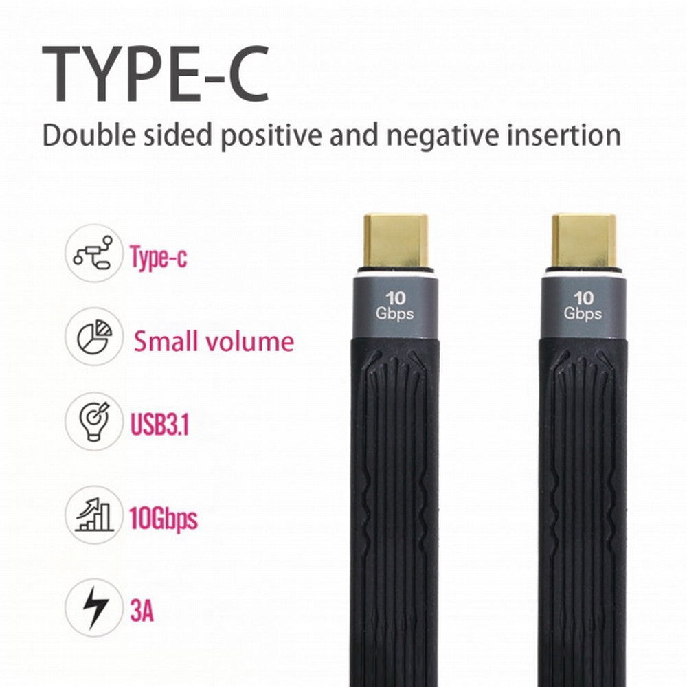 Chenyang Type-C USB-C Male to Male USB 3.1 10Gbps Flat Slim FPC Data Cable 13cm for Laptop Phone UC-016-0.13M