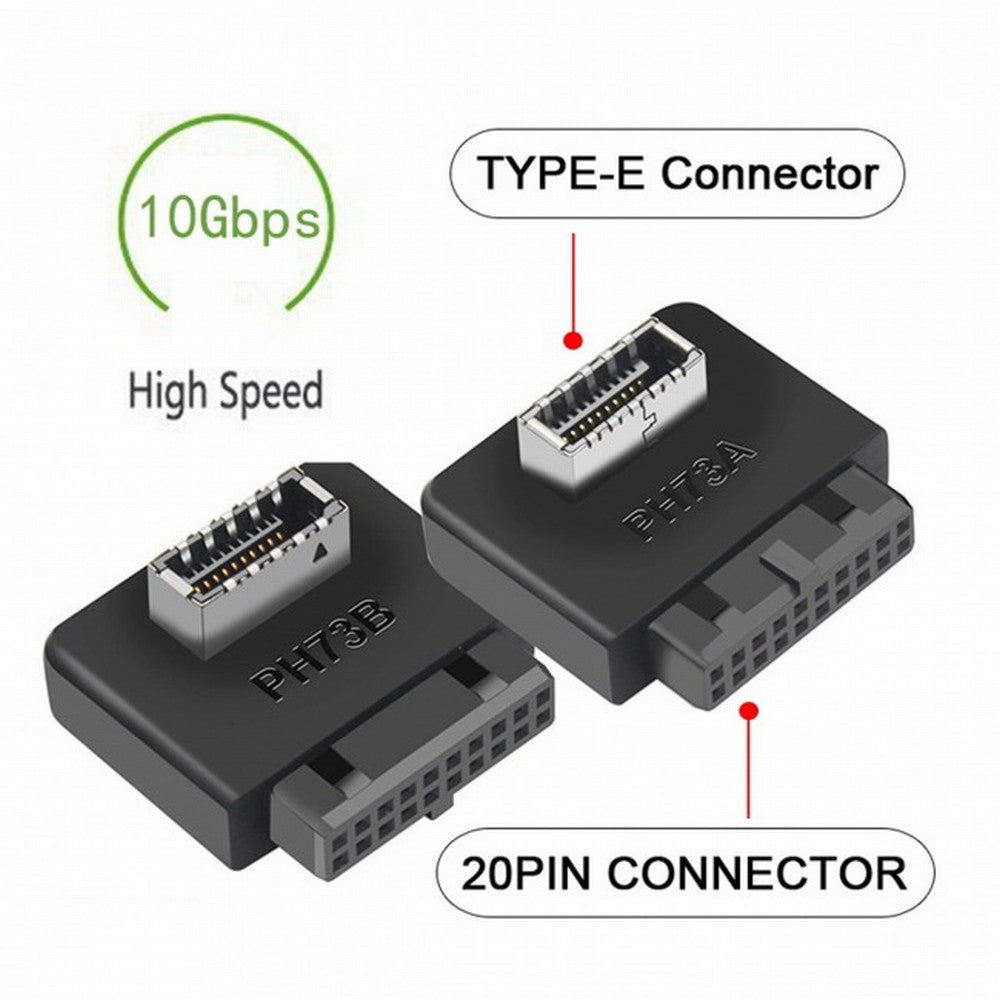 Chenyang 2pcs USB 3.1 Front Panel Socket Key-A Type-E to USB 3.0 20Pin Header Male Extension Adapter for Motherboard UC-032