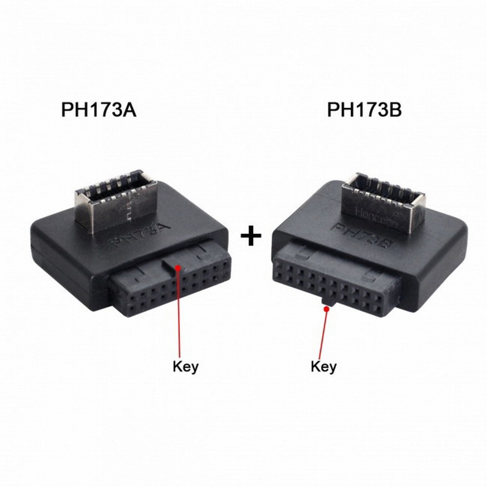 Chenyang 2pcs USB 3.1 Front Panel Socket Key-A Type-E to USB 3.0 20Pin Header Male Extension Adapter for Motherboard UC-032