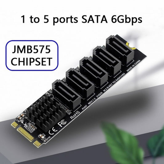 Chenyang NGFF Key B+M to SATA 3.0 6Gbps 5 Ports Adapter Converter PM Multi Port Select JMB575 2280 SA-035