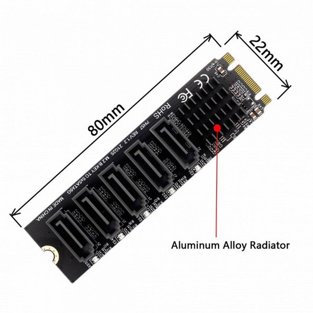 Chenyang NGFF Key B+M to SATA 3.0 6Gbps 5 Ports Adapter Converter PM Multi Port Select JMB575 2280 SA-035