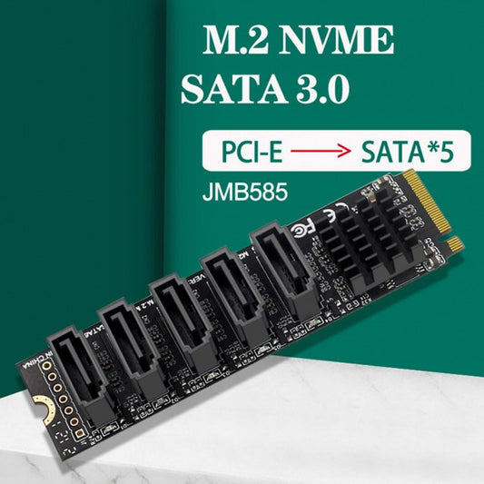 Chenyang NGFF NVME M-Key PCI Express to SATA 3.0 6Gbps 5 Ports Adapter Converter Hard Drive Extension Card JMB585 2280 SA-004