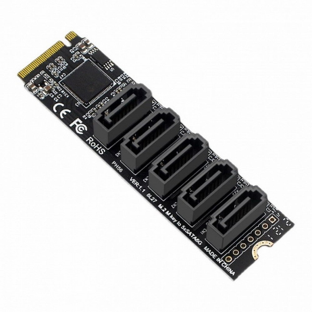 Chenyang NGFF NVME M-Key PCI Express to SATA 3.0 6Gbps 5 Ports Adapter Converter Hard Drive Extension Card JMB585 2280 SA-004