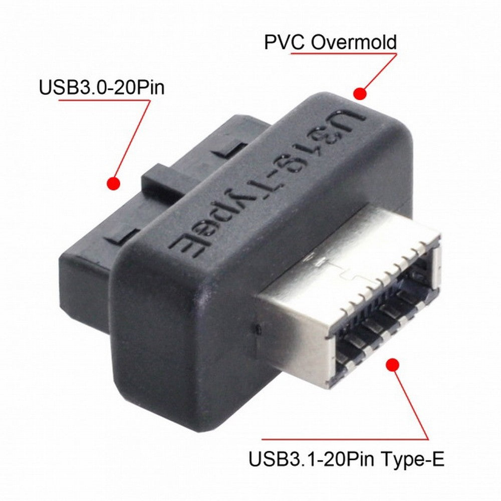 Chenyang Overmold USB 3.1 Front Panel Socket Key-A Type-E to USB 3.0 20Pin Header Male Extension Adapter UC-069