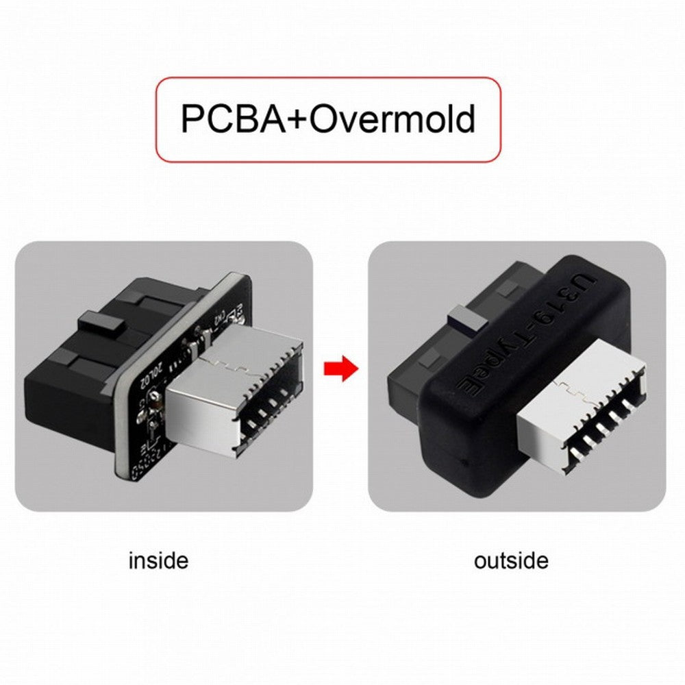 Chenyang Overmold USB 3.1 Front Panel Socket Key-A Type-E to USB 3.0 20Pin Header Male Extension Adapter UC-069