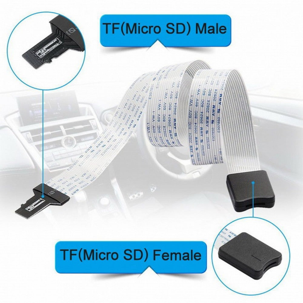 Chenyang Micro-SD TF Memory Card Kit Male to TF Female Extension Soft Flat FPC Cable Extender 25cm EP-019