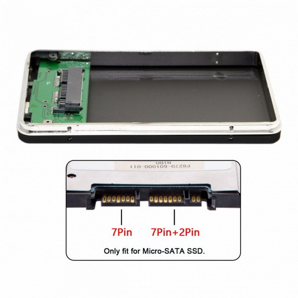 Chenyang USB2.0 480Mbps to 1.8 inch Micro SATA 16pin 7+9 SSD HDD External Hard Disk Enclosure U2-120