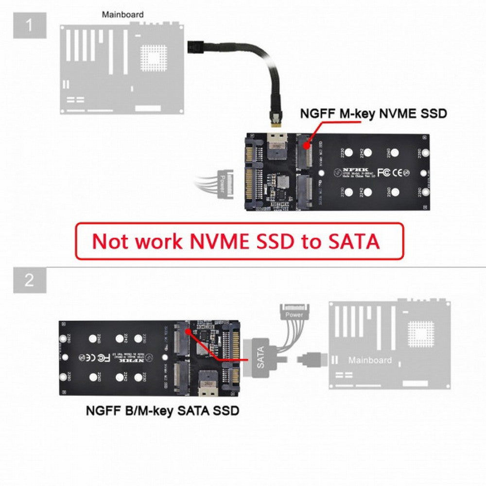 Chenyang SFF-8654 to U2 Kit NGFF M-Key to Slimline SAS NVME PCIe SSD SATA Adapter for Mainboard SF-016