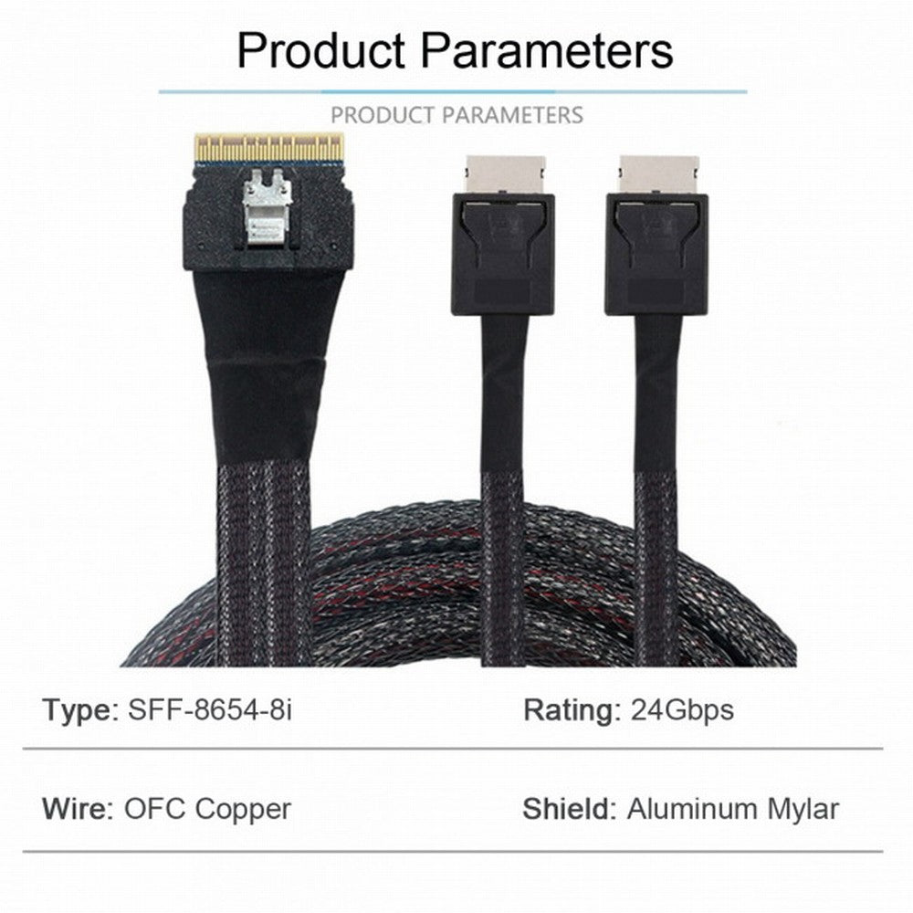 Chenyang PCI-E Ultraport Slimline SAS Slim 4.0 SFF-8654 8i 74pin to Dual Oculink SFF-8611 Cable 50cm PCI-Express SF-038