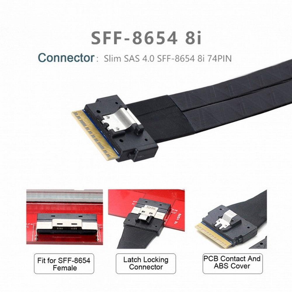 Chenyang PCI-E Ultraport Slimline SAS Slim 4.0 SFF-8654 8i 74pin to Dual SFF-8654 4i 38Pin Cable 40cm PCI-Express SF-034