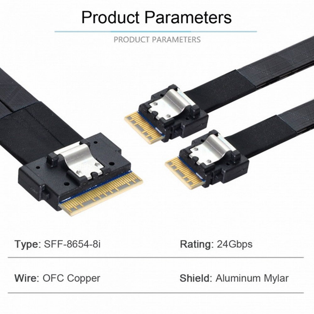 Chenyang PCI-E Ultraport Slimline SAS Slim 4.0 SFF-8654 8i 74pin to Dual SFF-8654 4i 38Pin Cable 40cm PCI-Express SF-034