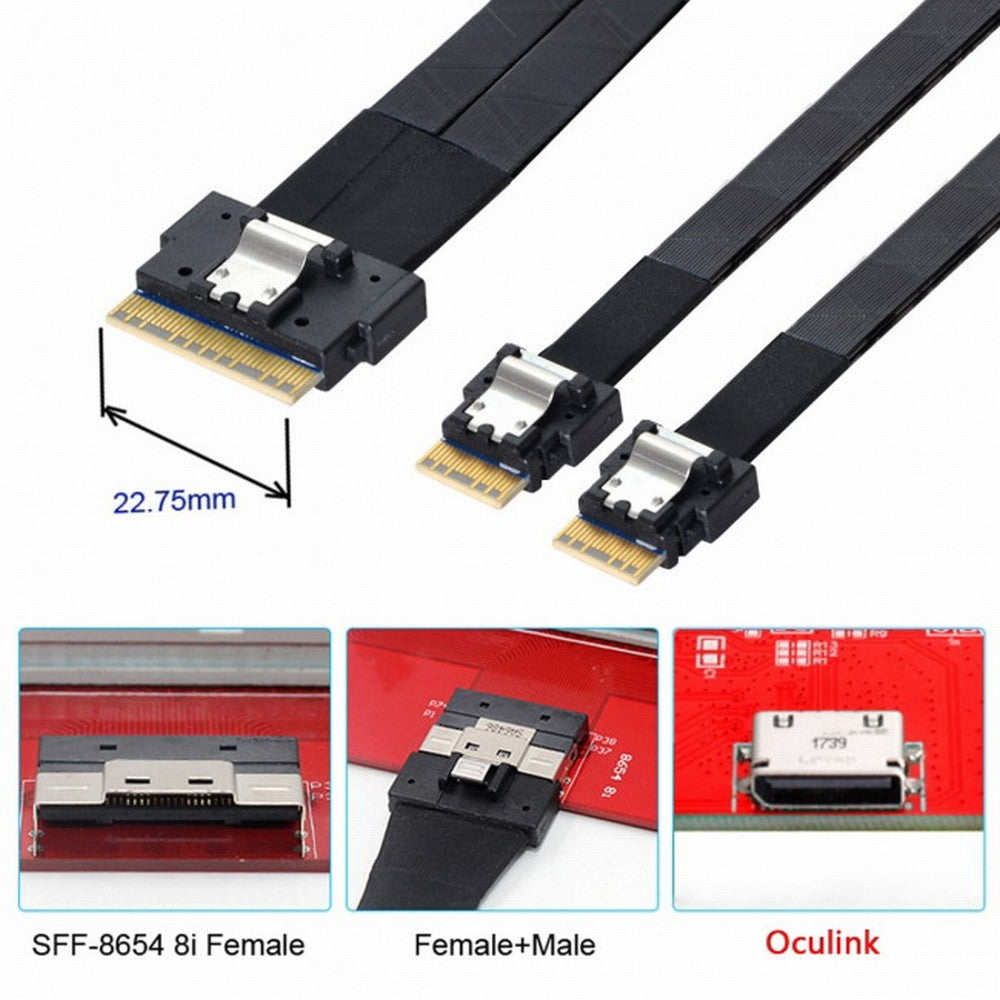 Chenyang PCI-E Ultraport Slimline SAS Slim 4.0 SFF-8654 8i 74pin to Dual SFF-8654 4i 38Pin Cable 40cm PCI-Express SF-034