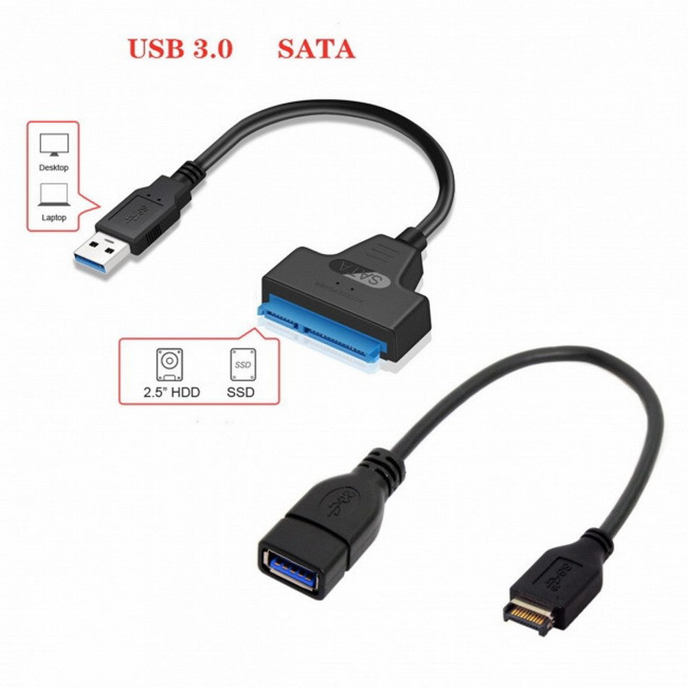 Chenyang Type-E USB 3.1 Front Panel Header USB3.0 to 2.5 Inch SATA 22Pin Disk Motherboard Cable U3-077-BK+UC-131