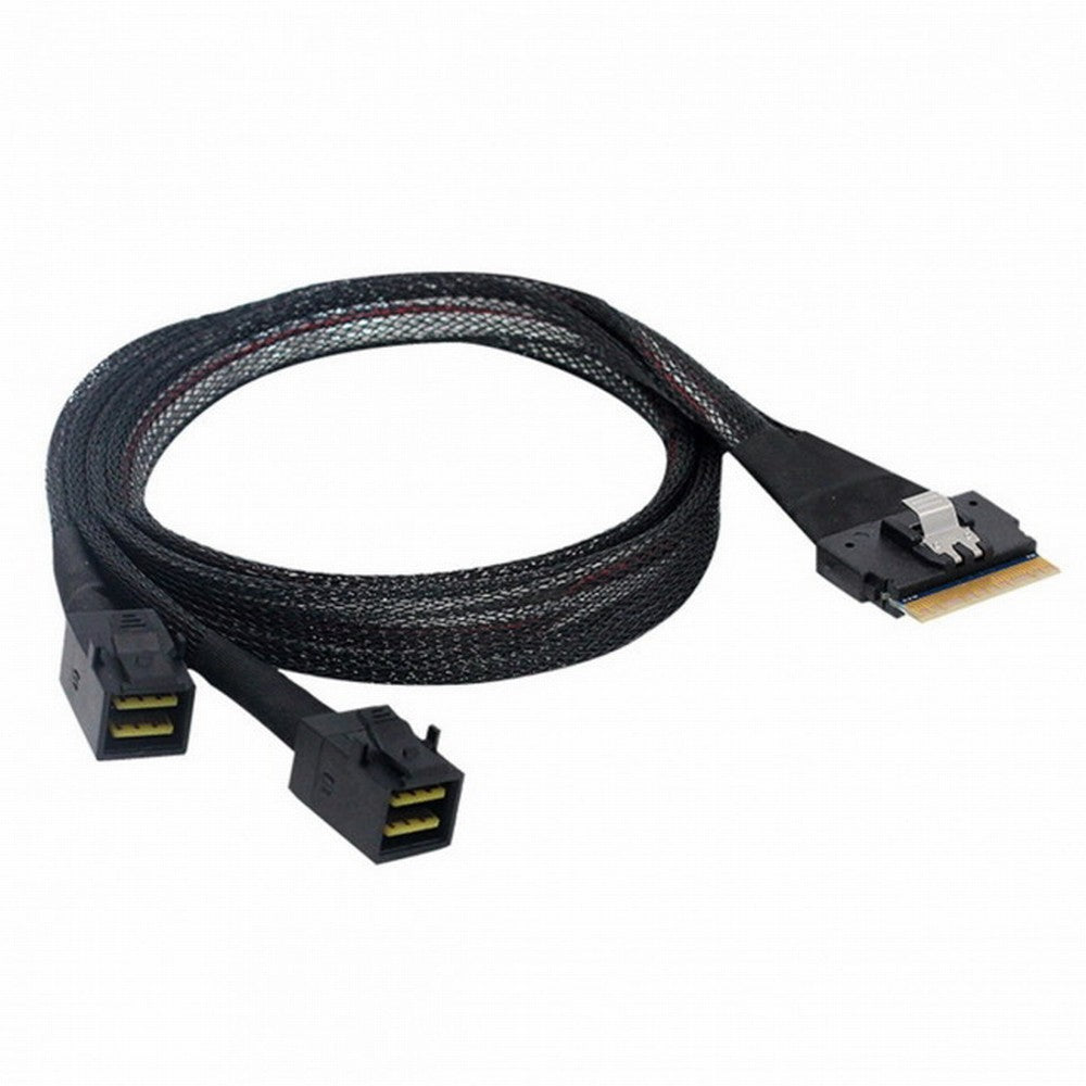 Chenyang PCI-E Ultraport Slimline SAS Slim 4.0 SFF-8654 8i 74pin to Dual SFF-8643 4i Mini SAS HD Cable PCI-Express SF-010