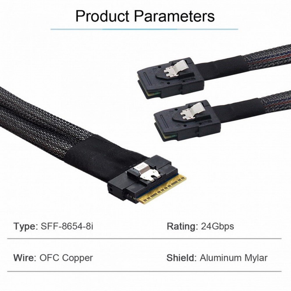 Chenyang PCI-E Ultraport Slimline SAS Slim 4.0 SFF-8654 8i 74pin to Dual SFF-8087 Mini SAS Cable PCI-Express SF-029