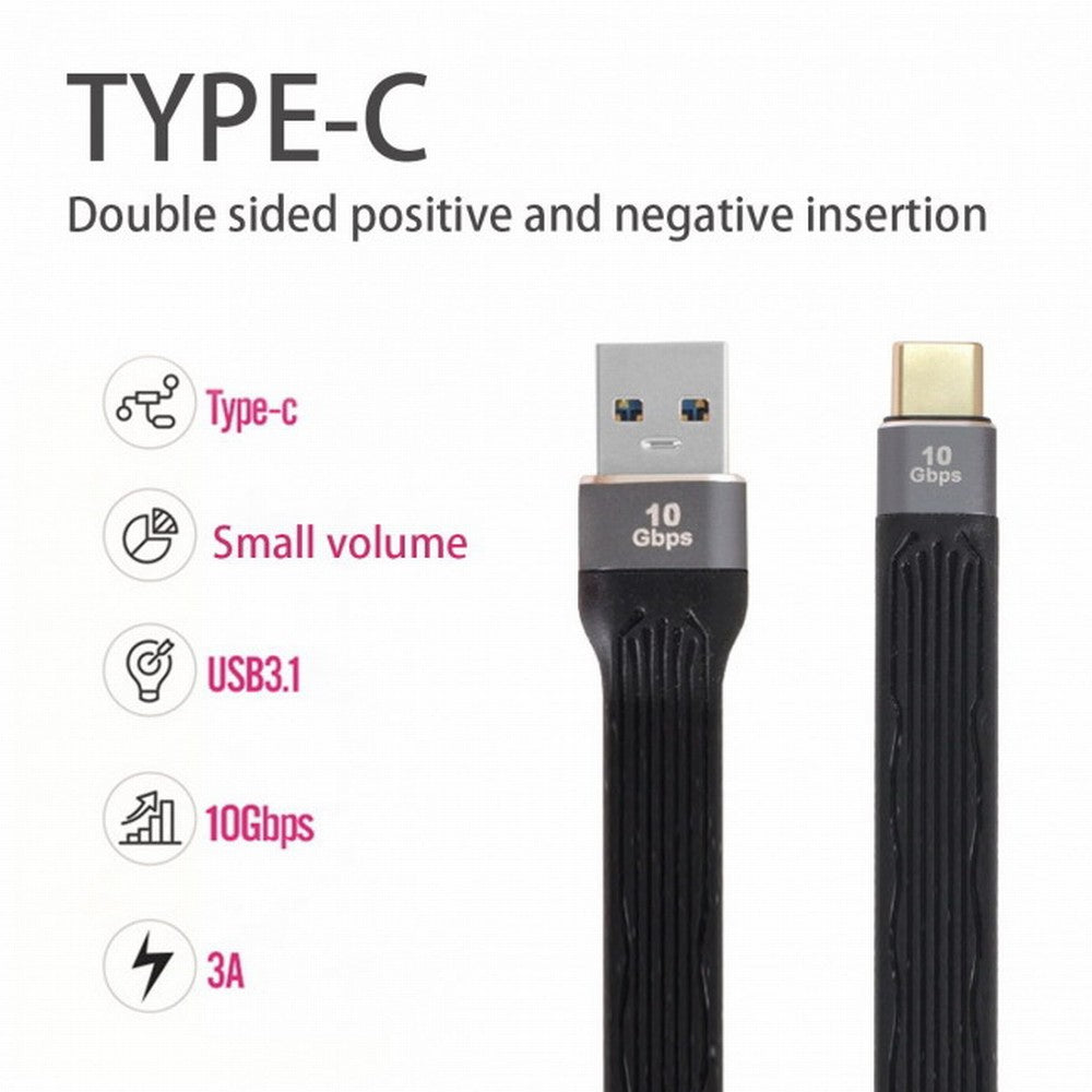 Chenyang 10Gbps USB 3.1 Type C Male to USB3.0 Type A Male Flat Slim FPC Data Cable 13cm for Laptop Phone UC-036-0.13M