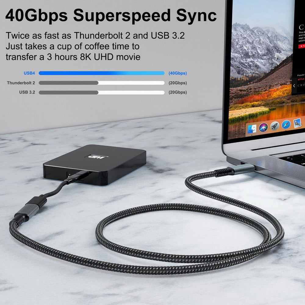 Chenyang USB4 Extension Cable Male to Female 40Gbps with 100W Charging and 8K@60Hz Compatible with Thunderbolt3/4 CC-UC-040