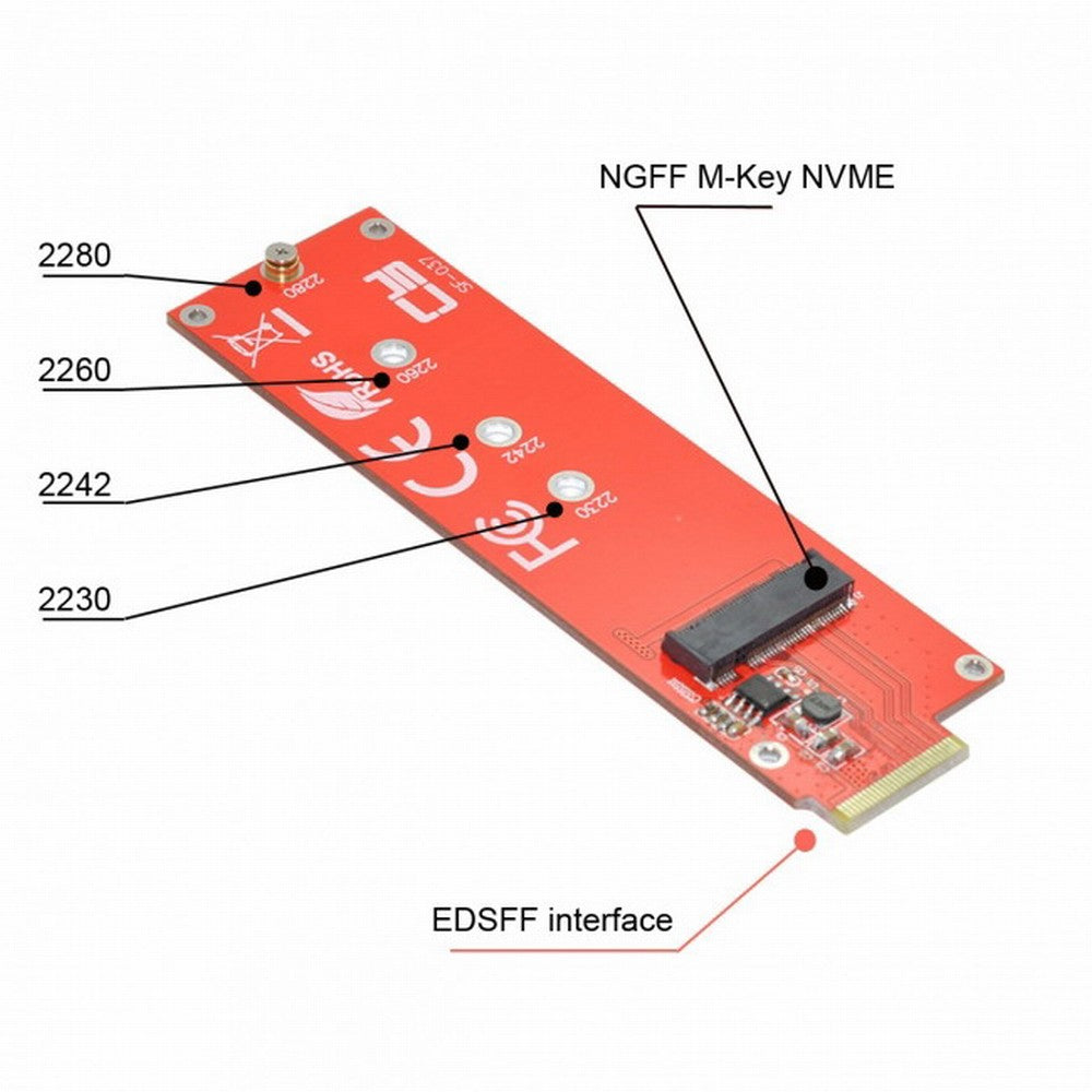 Chenyang NVMe NGFF M-key 4X Host Adapter to Ruler 1U GEN-Z EDSFF Short SSD E1.S Carrier Adapter SF-037