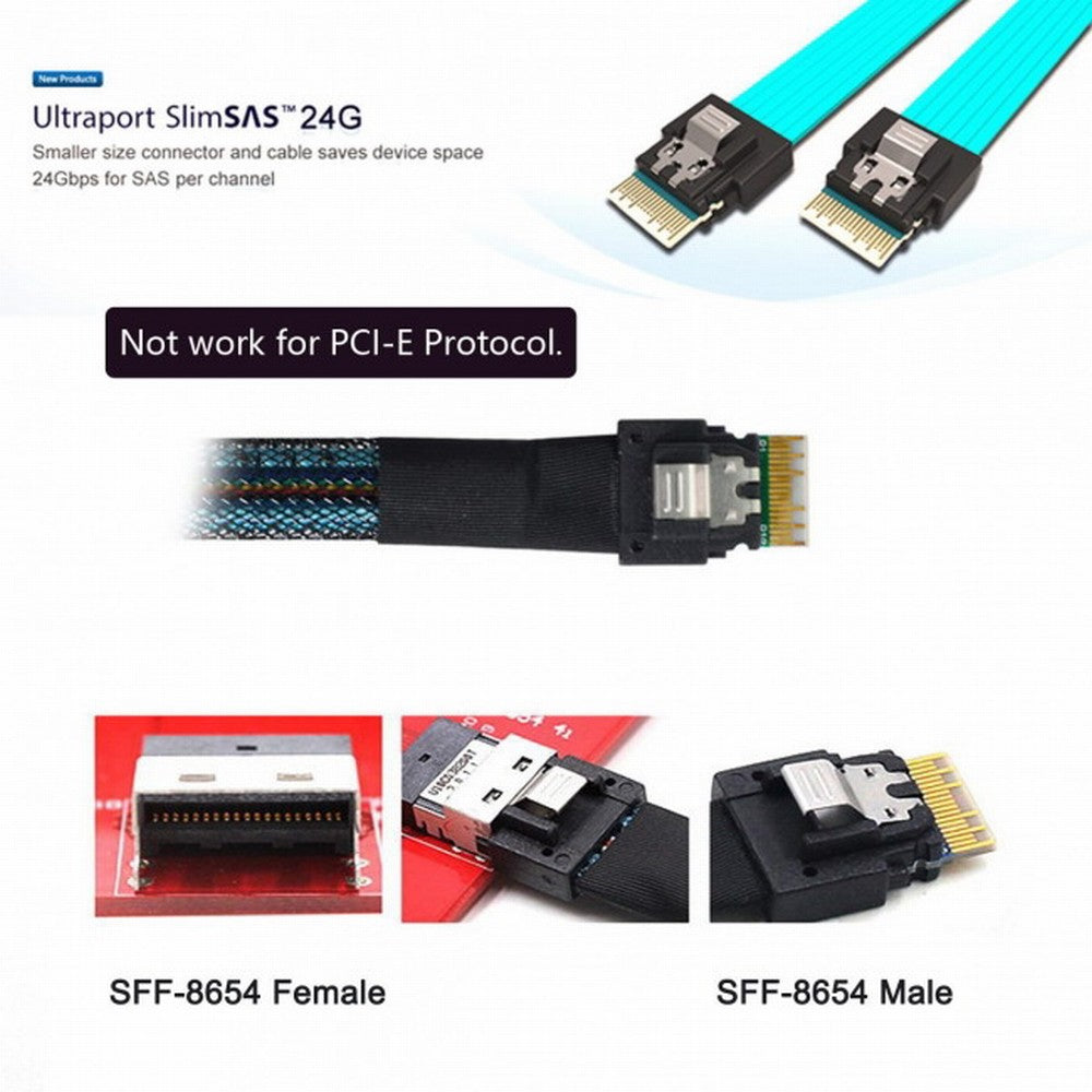 Chenyang Slimline SAS 4.0 SFF-8654 4i 38pin Host to 4 SAS 29pin SFF-8482 Target Hard Disk Fanout Raid Cable SF-047