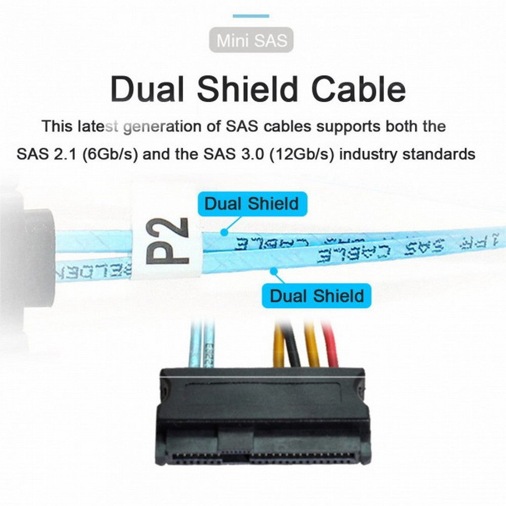 Chenyang Slimline SAS 4.0 SFF-8654 4i 38pin Host to 4 SAS 29pin SFF-8482 Target Hard Disk Fanout Raid Cable SF-047