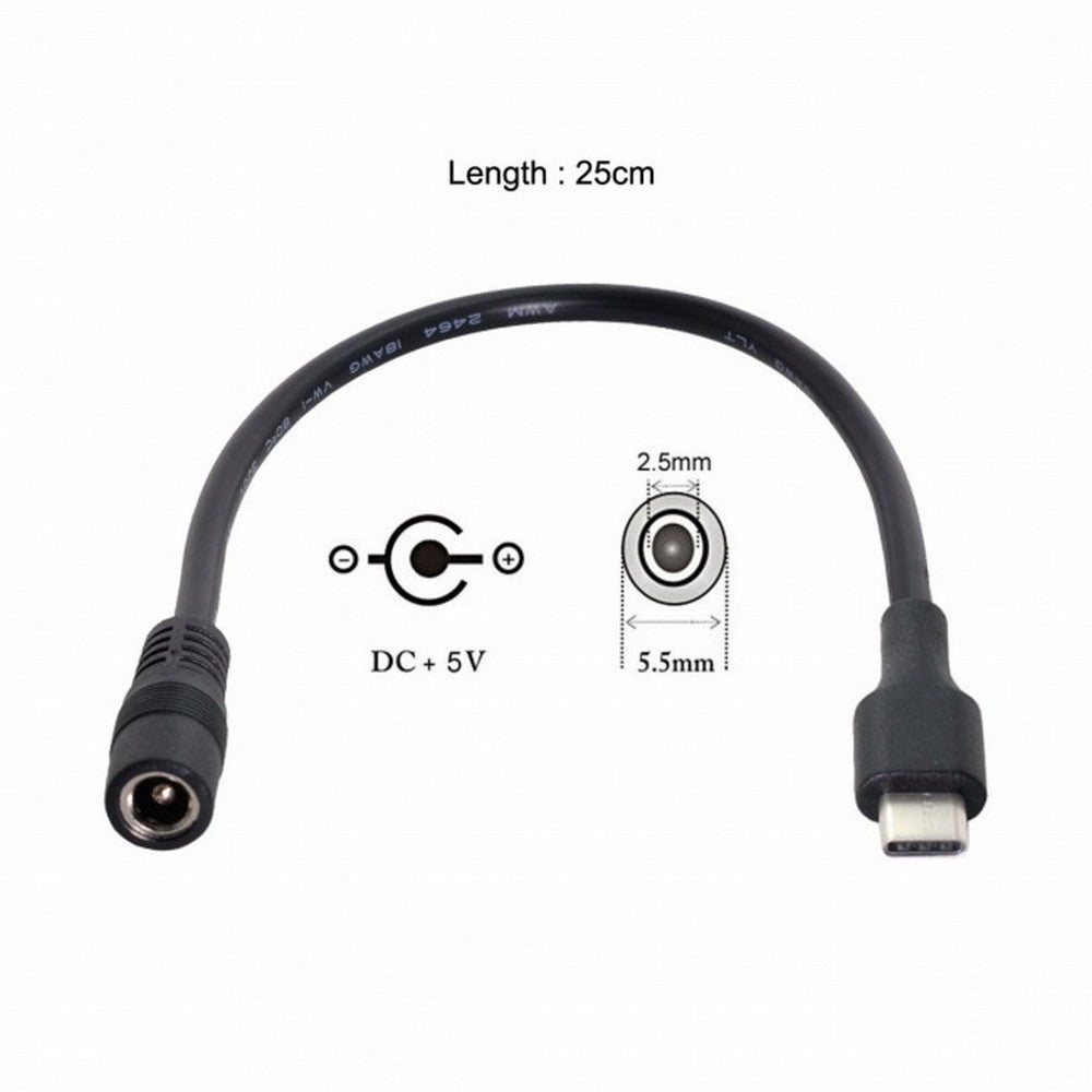 Chenyang USB 3.1 Type C USB-C to DC 5V 5.5*2.5mm Power Jack Extension Charge Cable for Cell Phone Tablet UC-093