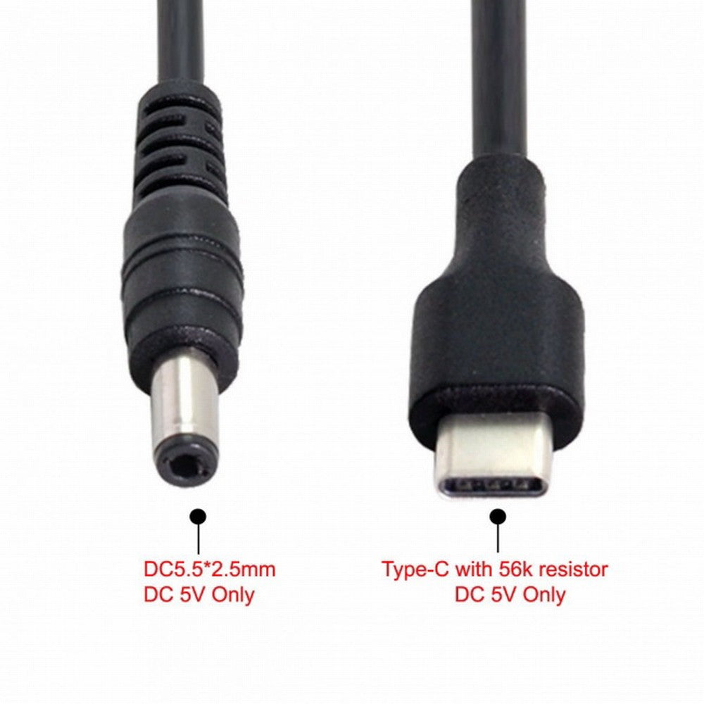 Chenyang USB 3.1 Type C USB-C to 5V DC 5.5 2.5mm Power Plug Extension Charge Cable for Cell Phone 25cm UC-094