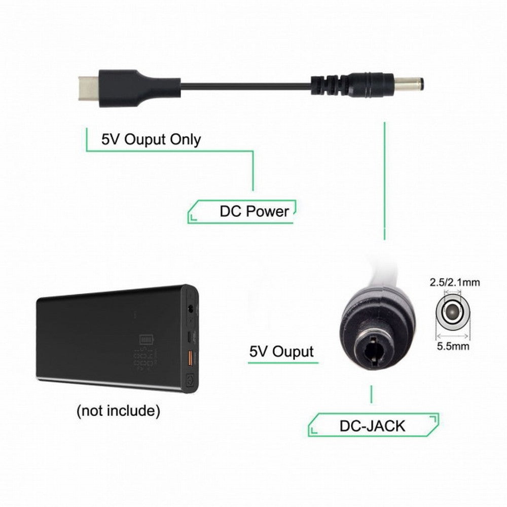 Chenyang USB 3.1 Type C USB-C to 5V DC 5.5 2.5mm Power Plug Extension Charge Cable for Cell Phone 25cm UC-094