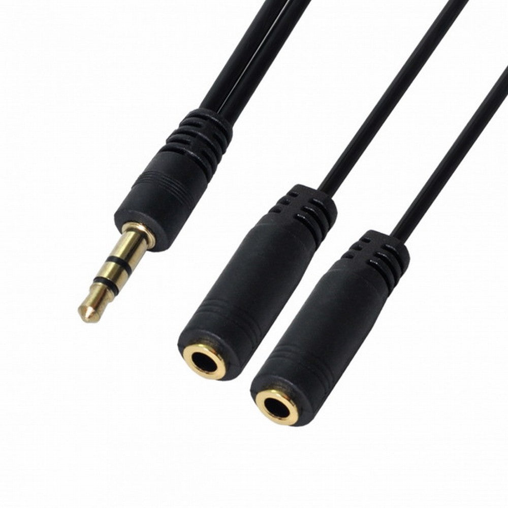 Chenyang Black 3.5mm Stereo Male to Double 3.5mm Female Audio Headphone Y Splitter Cable with Volume Switch CA-004