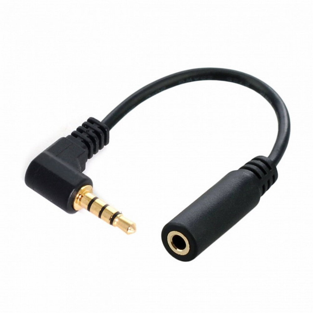 Chenyang 90 degree right angled 3.5mm 4 poles Audio Stereo Male to Female Extension Cable 10cm Black CA-008