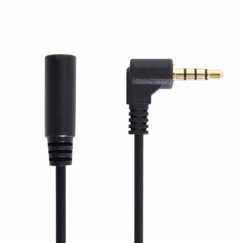 Chenyang 90 degree right angled 3.5mm 4 poles Audio Stereo Male to Female Extension Cable 10cm Black CA-008