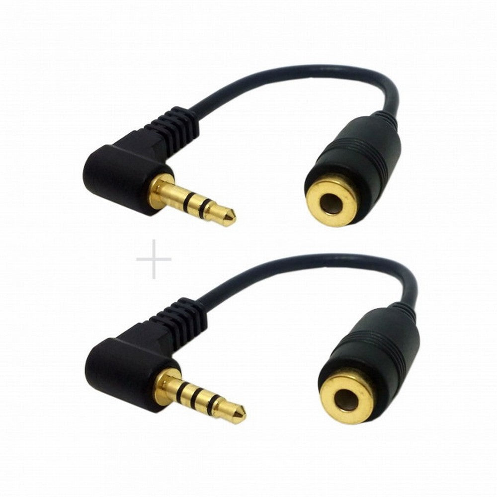 Chenyang 1Set 3/4 Poles Audio Stereo 90 Degree Right Angled 3.5mm Male to Female Extension Cable CA-008+045