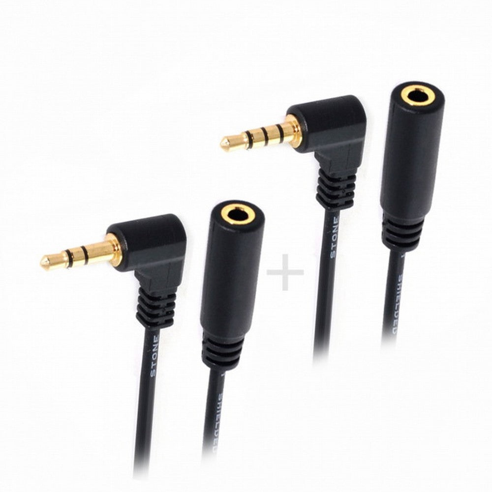 Chenyang 1Set 3/4 Poles Audio Stereo 90 Degree Right Angled 3.5mm Male to Female Extension Cable CA-008+045