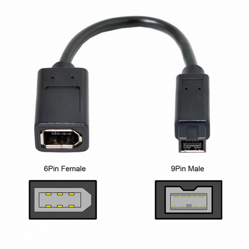 Chenyang IEEE 1394 6Pin Female to 1394b 9Pin Male Firewire 400 to 800 Cable 20cm CA-012