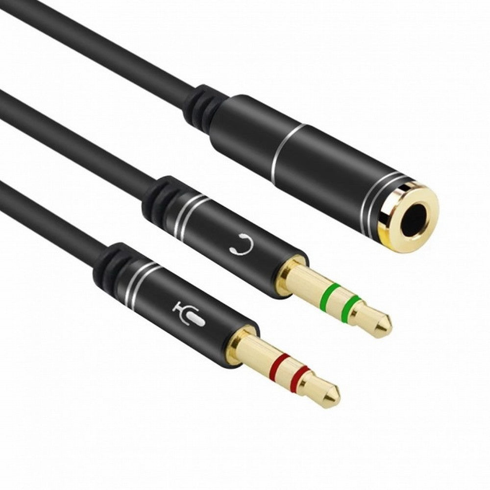 Chenyang Black Dual 3.5mm Male to Single Female Headphone Microphone Audio Splitter Cable for Cell Phone Tablet Laptop CA-021